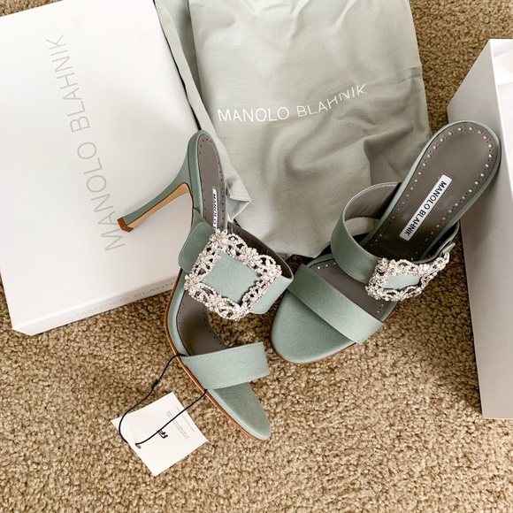 Manolo Blahnik Shoes - Manolo Blahnik Grey Crystal mule heels